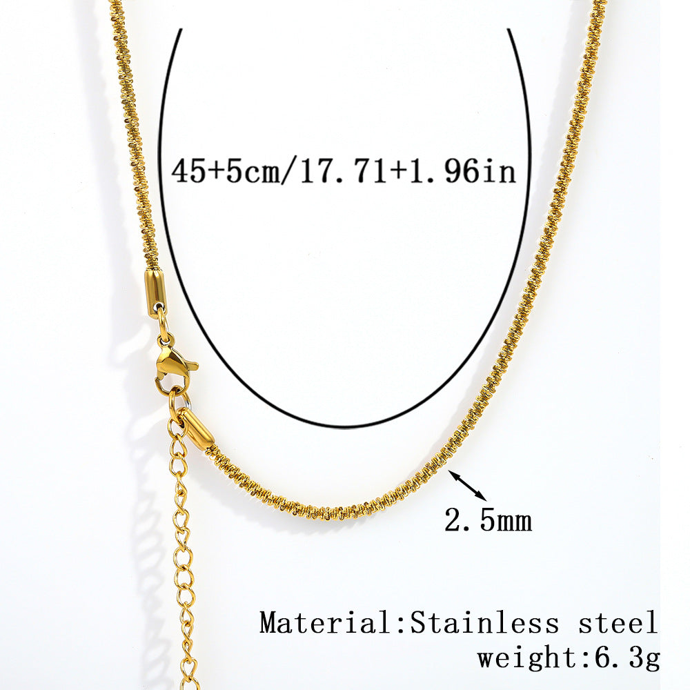 Cross-border women's stainless steel necklace, 18K real gold snake bone chain plain chain fashion collarbone chain versatile titanium steel necklace