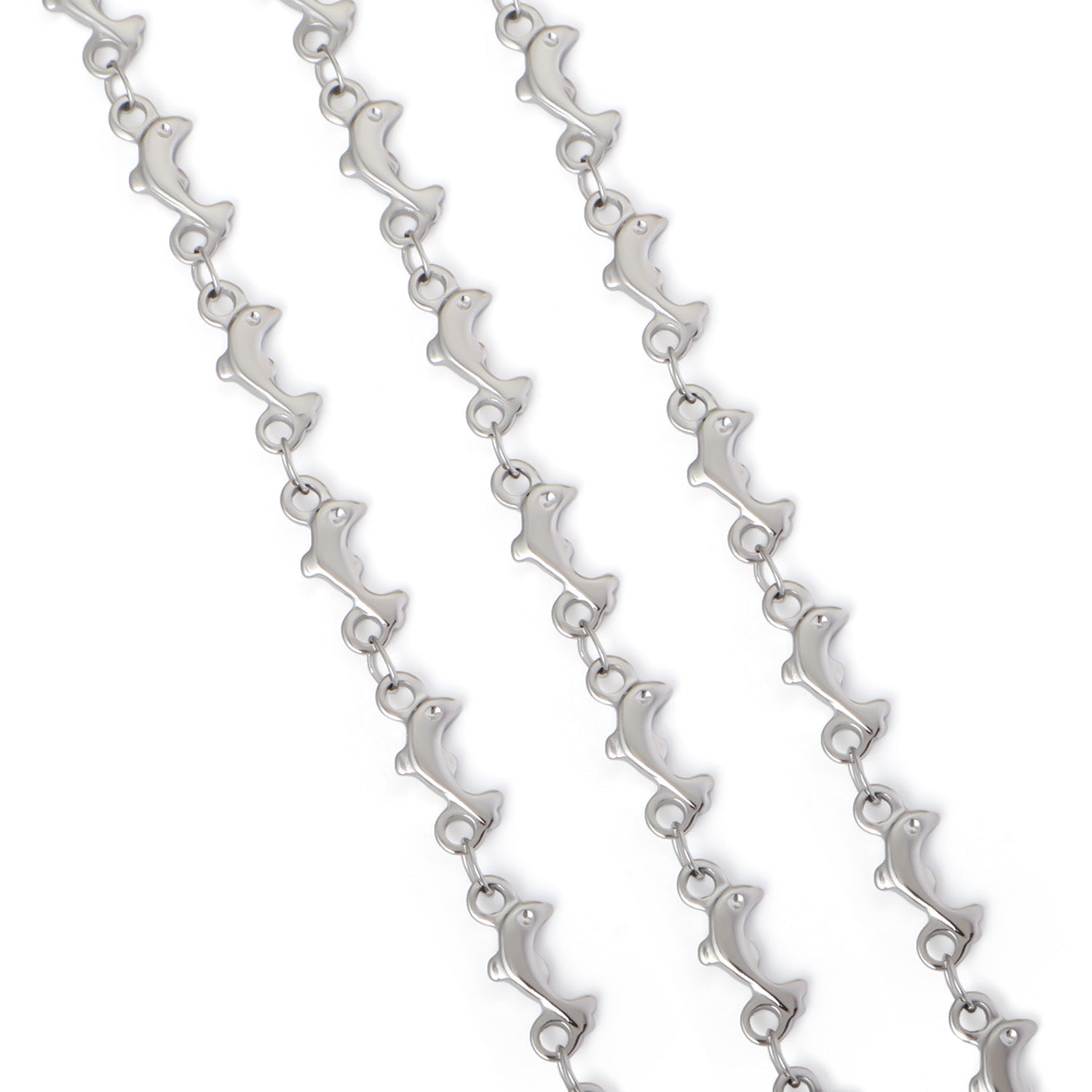 European and American cross-border stainless steel vacuum electroplating gold peach heart dolphin five-pointed star necklace handmade chain jewelry accessories wholesale