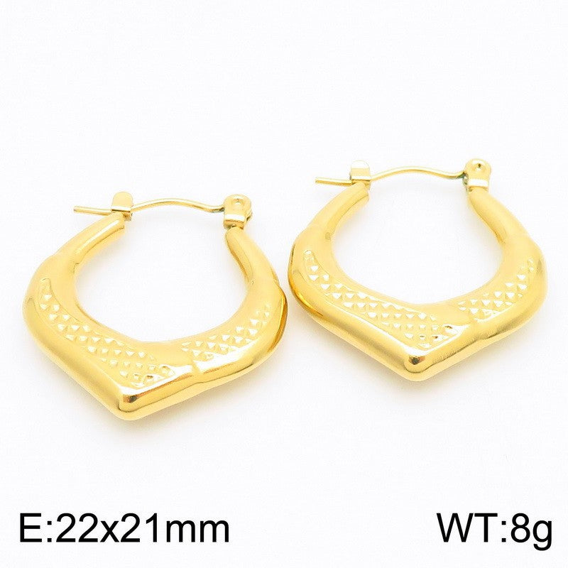 Textured V-Shaped Hoop Earrings