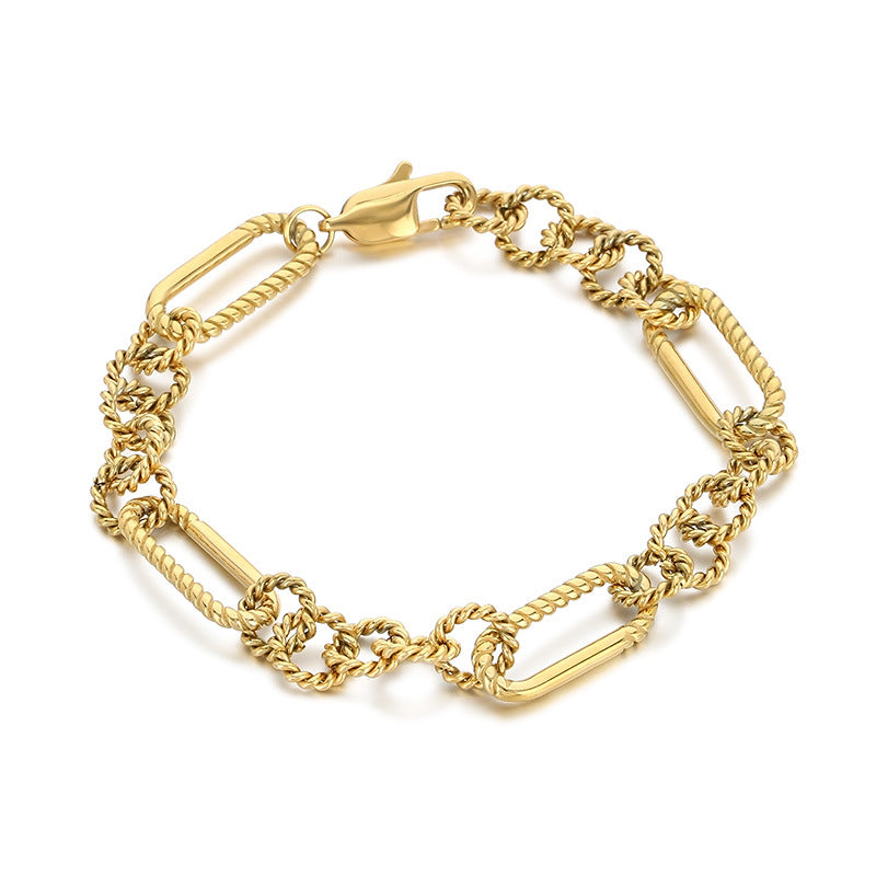 New fashion versatile trendy cool personalized jewelry geometric return chain twist splicing design stainless steel bracelet