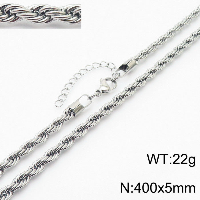 Electroplated 18K Gold Classic Twist Chain Stainless Steel 2/3/4/5mm Twist Rope Twist Chain Bracelet Spot Jewelry