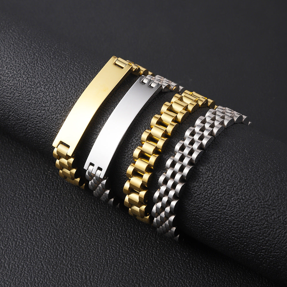 Stainless Steel Watch Bracelet Cross-Border Hot Selling Fashion Simple Women's Watch Strap Jewelry Jewelry Hand Ornament Men's Titanium Steel Bracelet