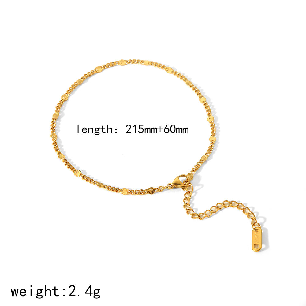 Cross-border new European and American ins style 18K gold stainless steel round pico bracelet anklet simple and high-end jewelry women