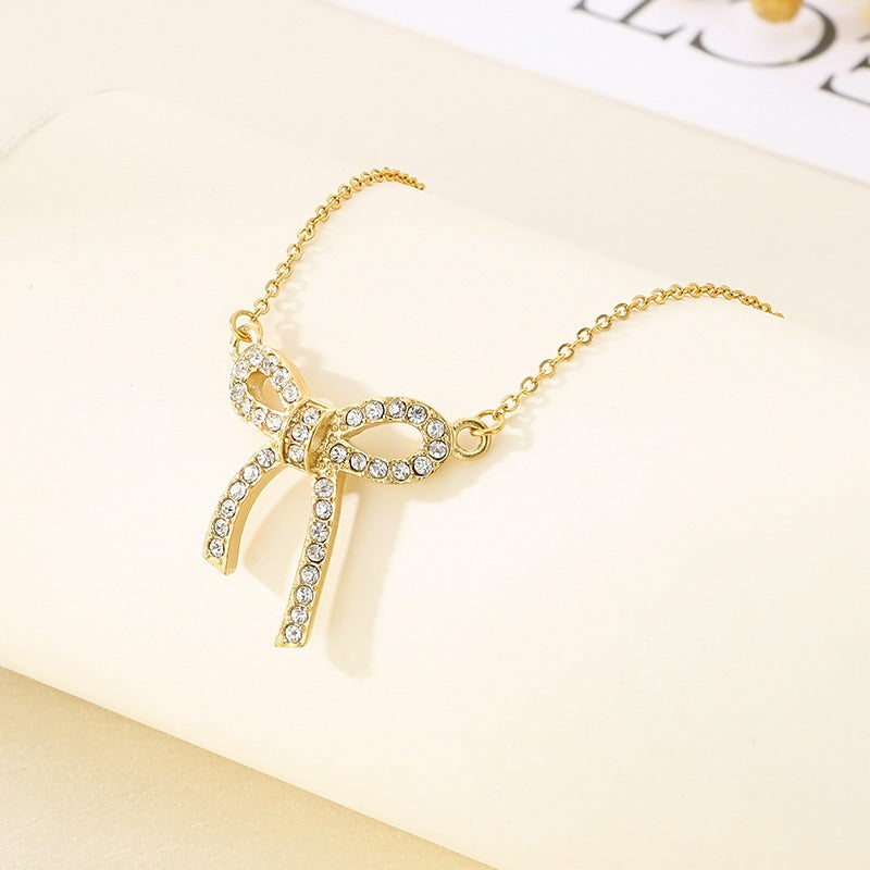 Crystal Bow Pendant Necklace