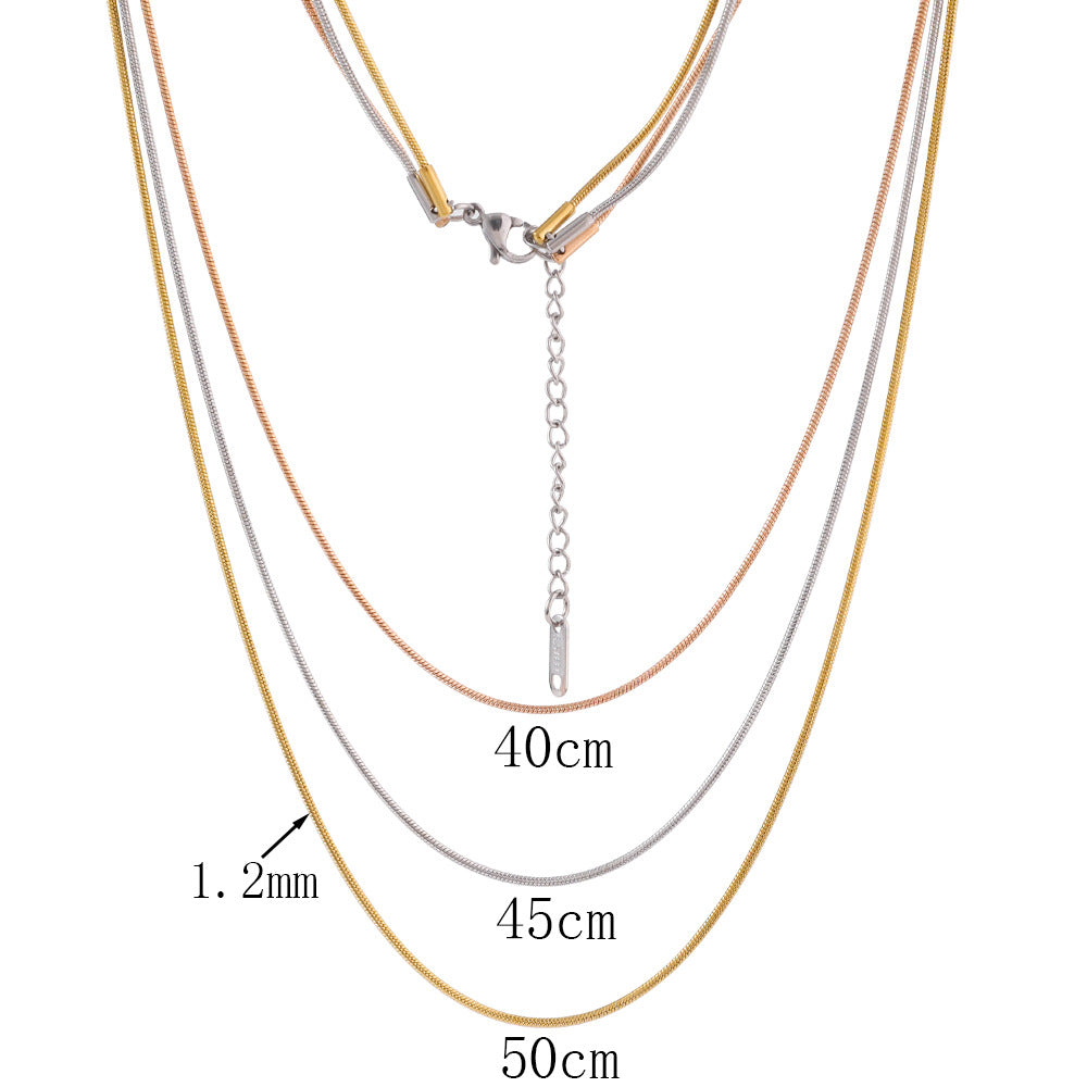 Cross-border stainless steel multi-layer stacked snake bone chain female versatile high-sense collarbone chain wholesale ins wind round snake necklace