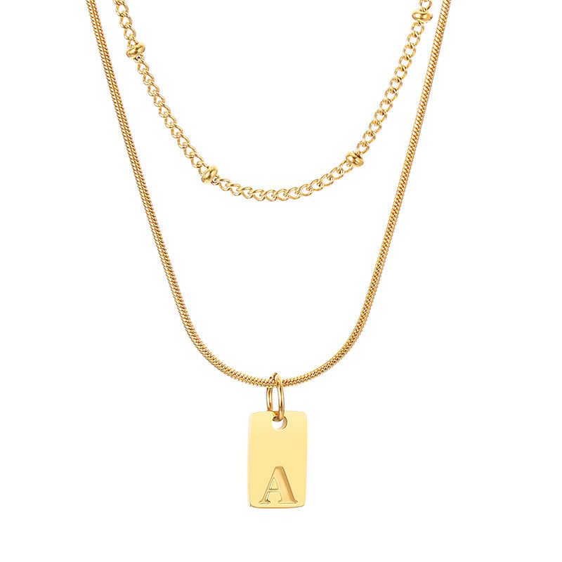 Gold Initial Tag Necklace