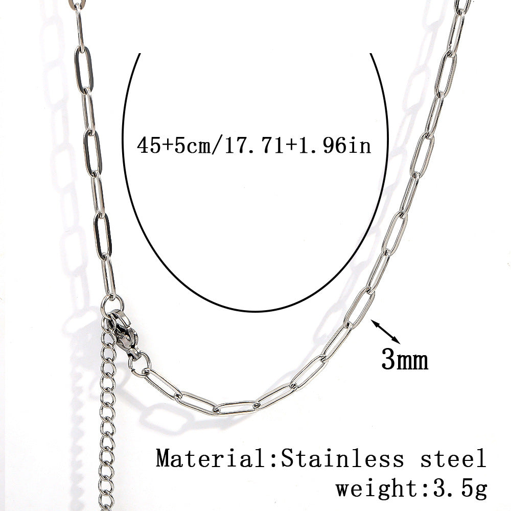 Cross-border stainless steel necklace, 18K real gold-plated snake bone chain fashion collarbone chain plain chain versatile women's titanium steel necklace