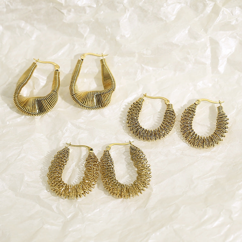 Titanium Steel Irregular U-shaped Earrings