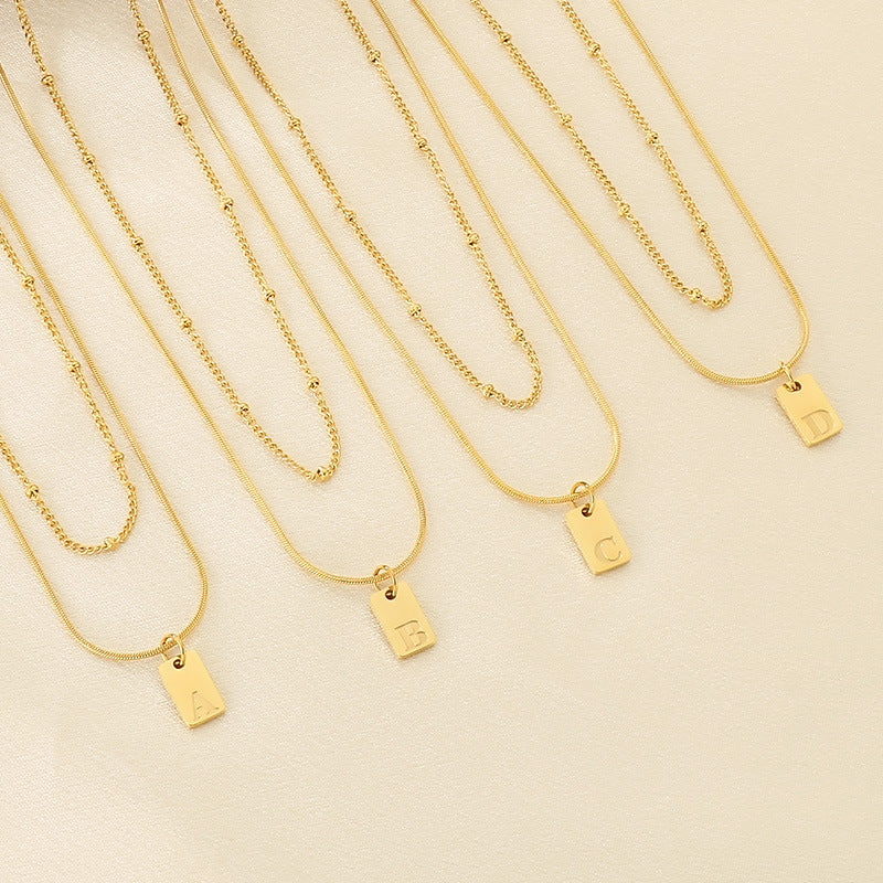 Gold Initial Tag Necklace