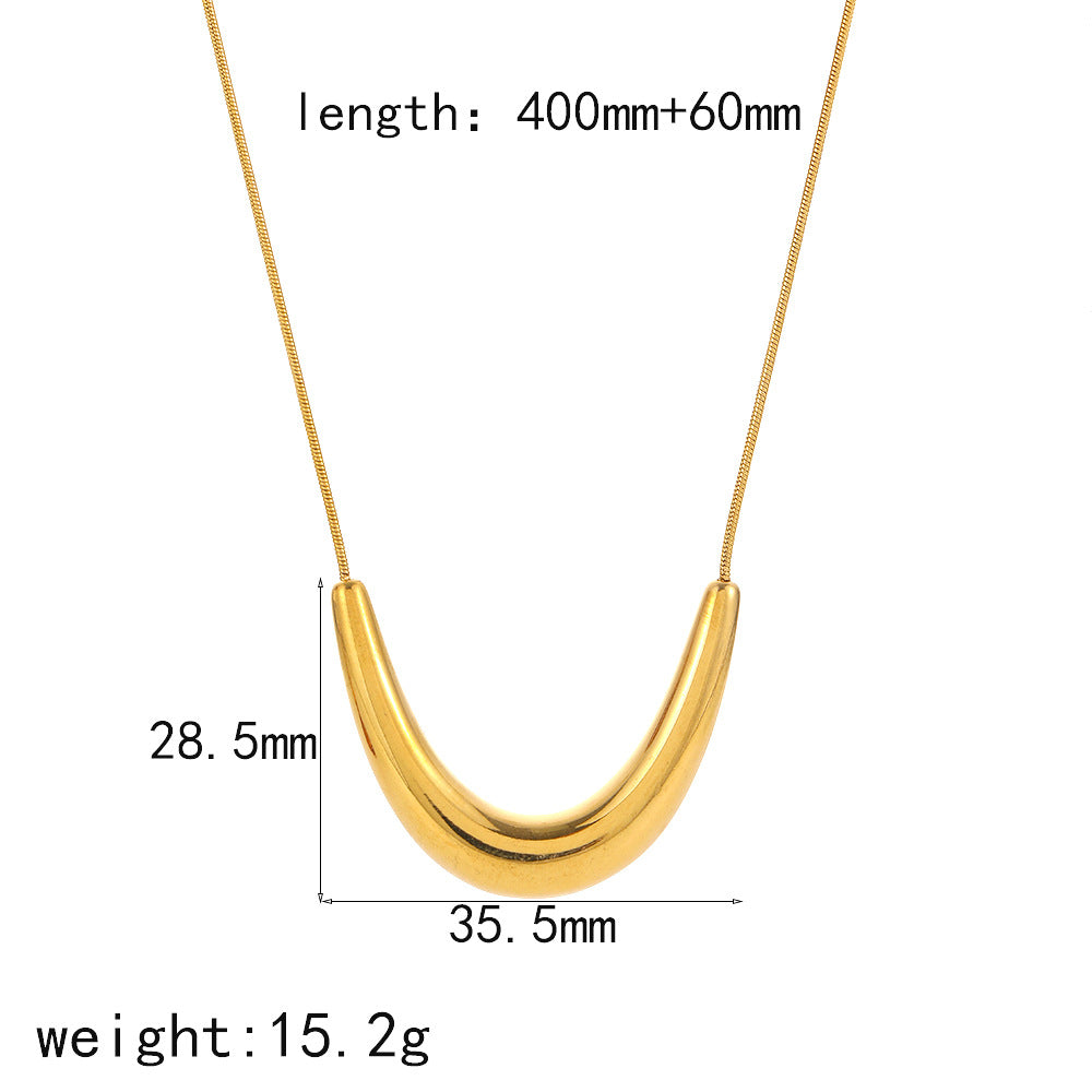 Cross-border new geometric curved stainless steel necklace women's niche high-end design sense simple 18k gold titanium steel necklace