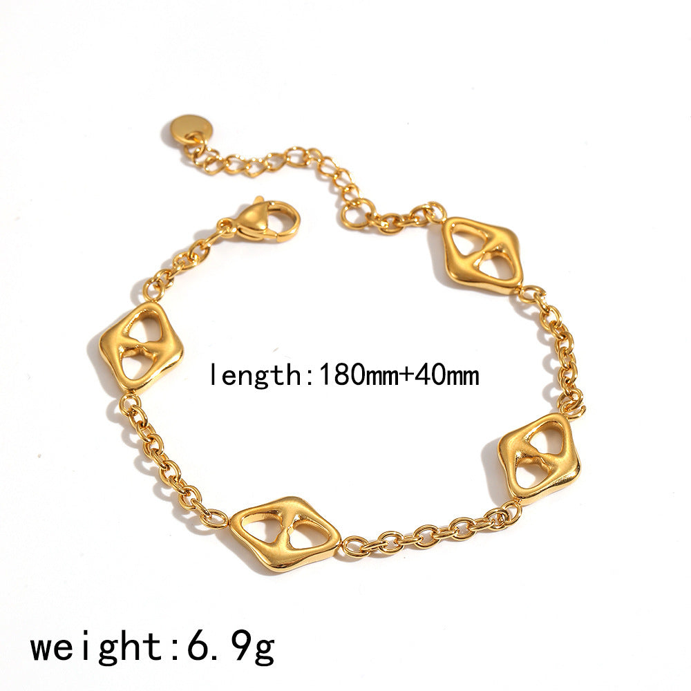 Cross-border 18k gold-plated stainless steel necklace bracelet set jewelry DIY multi-ring chain jewelry accessories do not fade