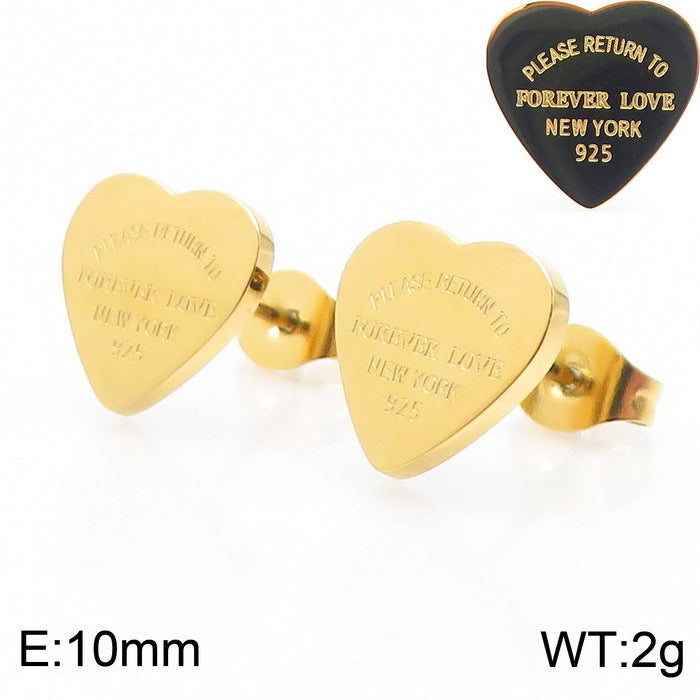 Gold Heart Charm Jewelry Set with Green Enamel Pendant