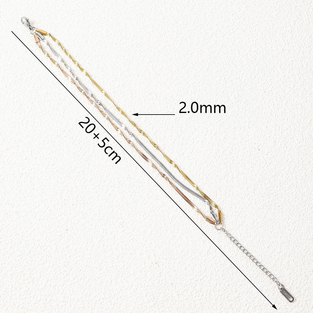 Stainless steel twist push tight bracelet women's European and American trend fashion furnace 18K vacuum plating titanium steel bracelet wholesale