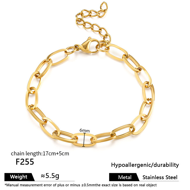 European and American ins titanium steel bracelet personality niche hip hop Cuban chain thick chain stainless steel vacuum plated 18k gold bracelet