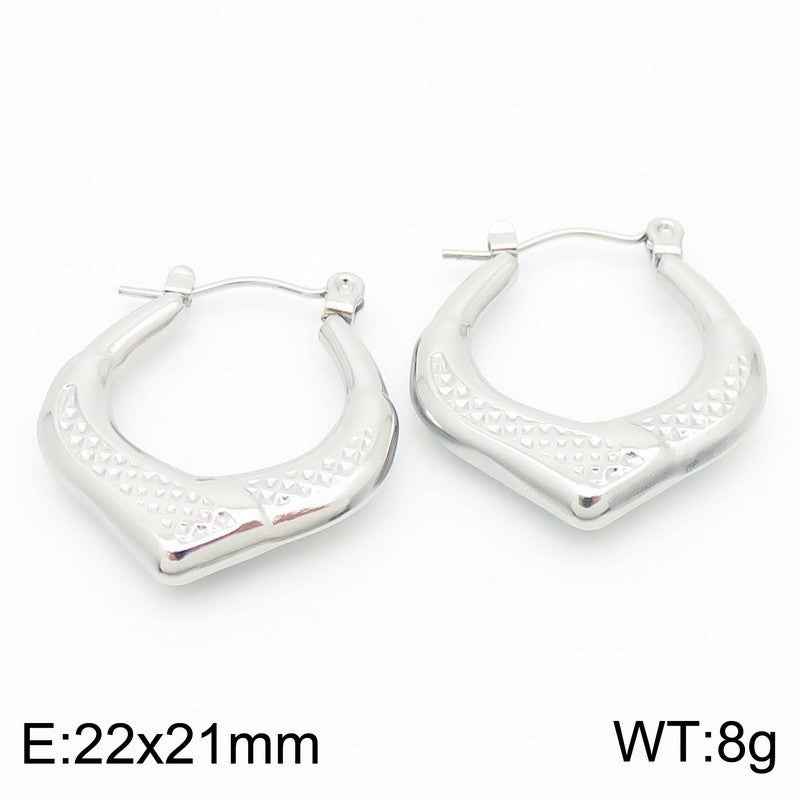 Textured V-Shaped Hoop Earrings