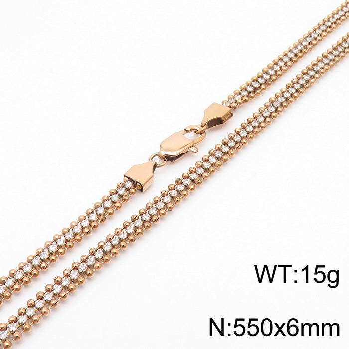 Gold Double-Row Crystal Necklace & Bracelet Set