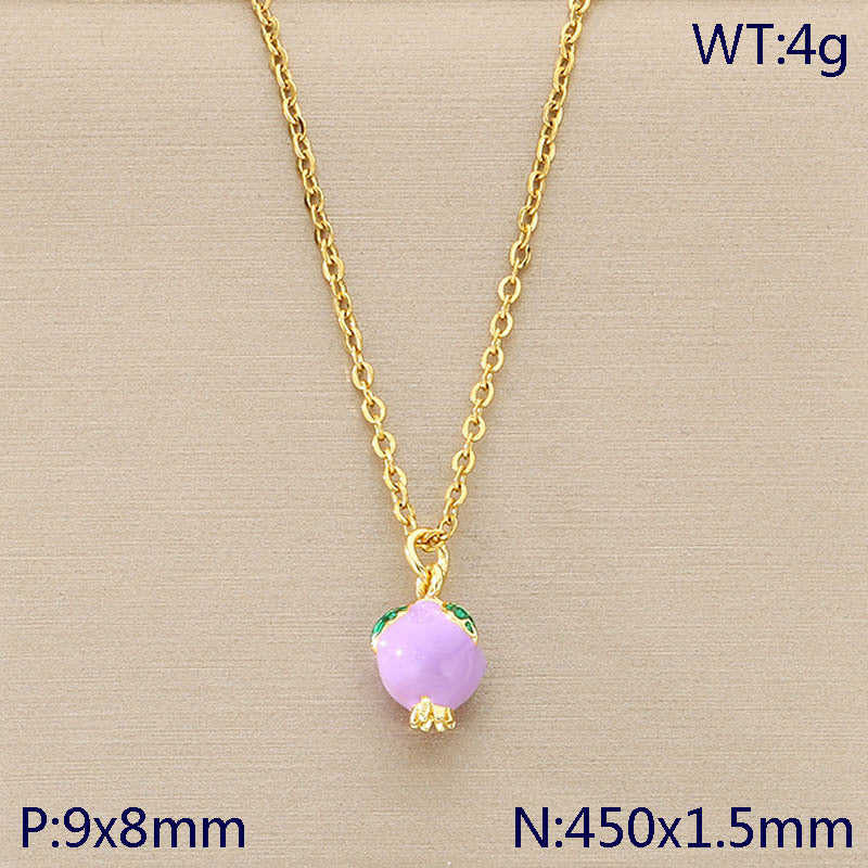Mini Enamel Fruit Charm Gold Necklace