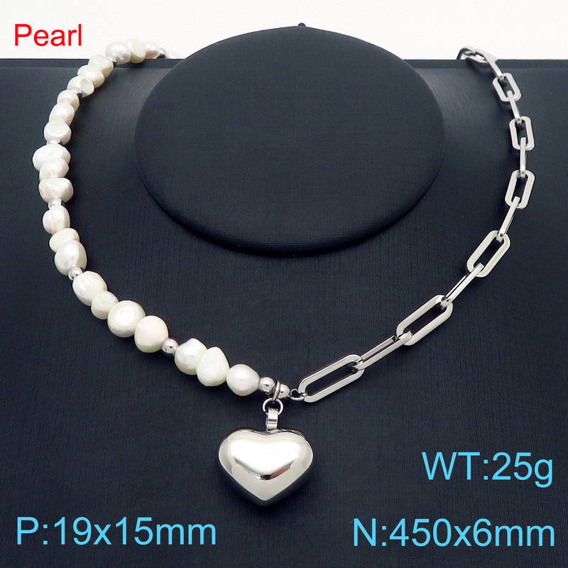 Gold & Pearl Heart Necklace