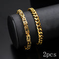 Cross-border hot-selling men's black bracelet set, hip-hop trend Cuban chain non-fading washable titanium steel bracelet