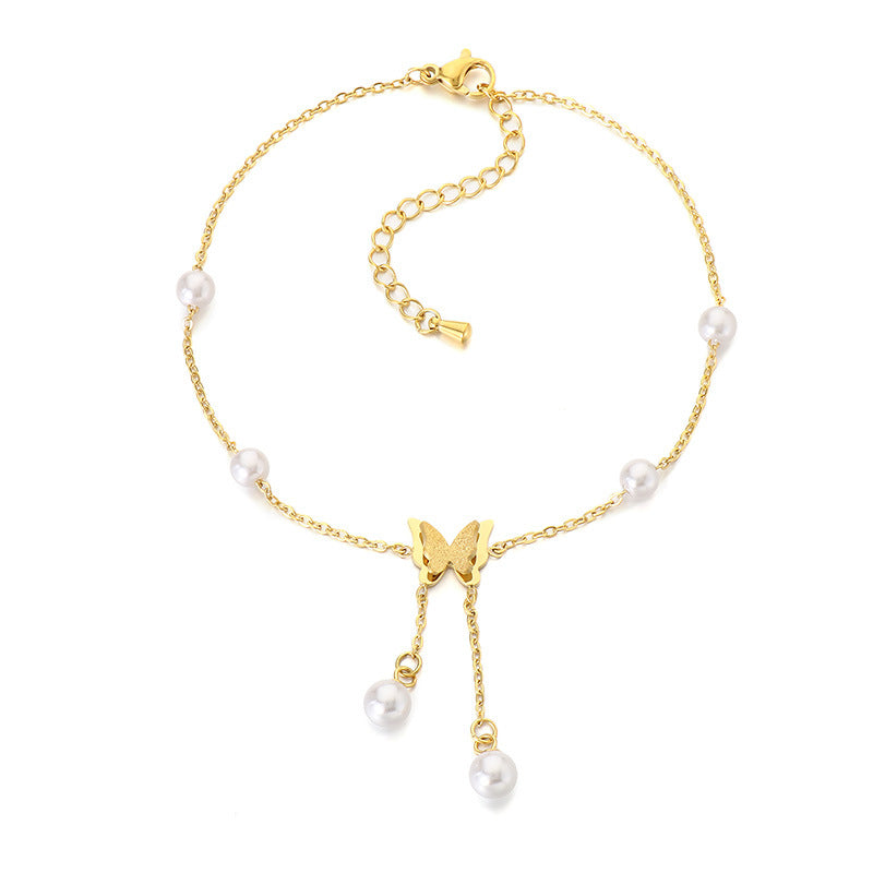 Summer Butterfly Stainless Steel Ankle Chain Premium Versatile Fashion Foot Chain 18k Gold Ankle Chain Ankle Chain Jewelry
