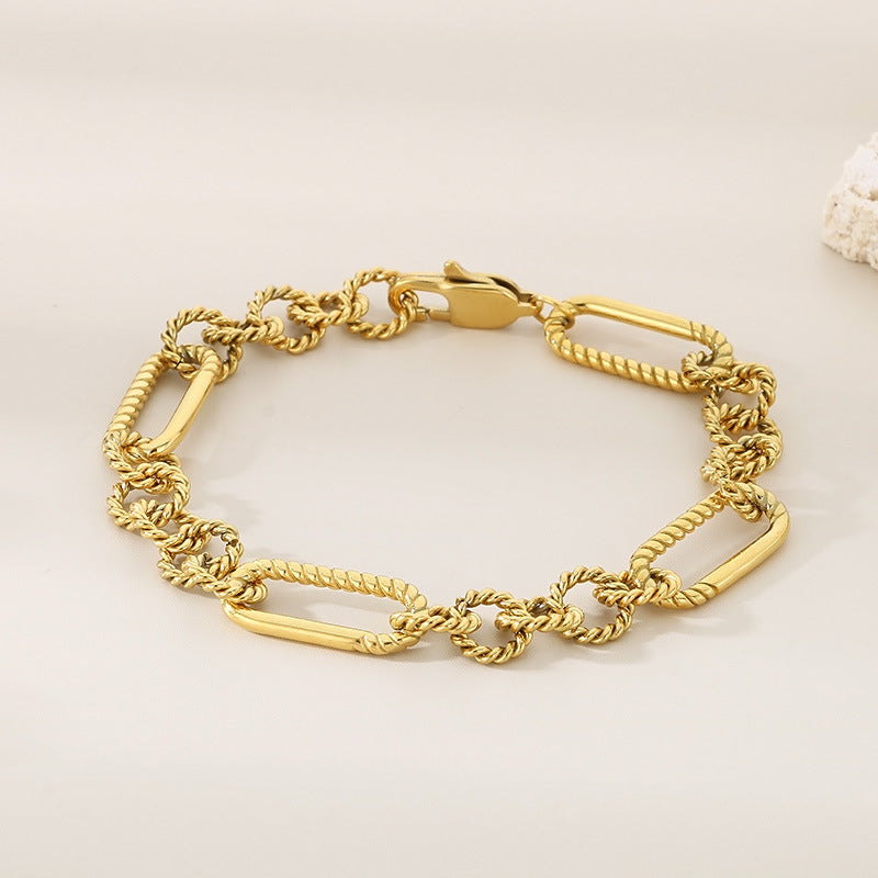 New fashion versatile trendy cool personalized jewelry geometric return chain twist splicing design stainless steel bracelet