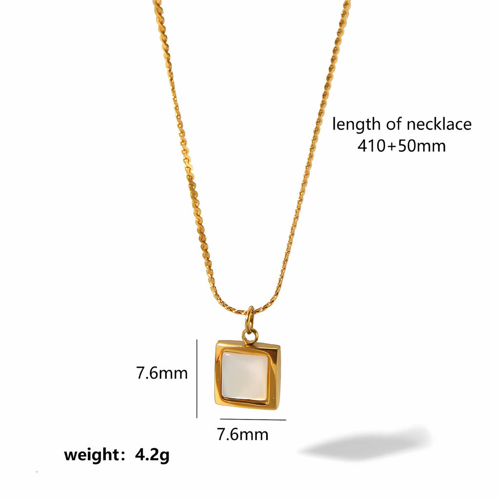 European and American cross-border titanium steel inlaid shell pendant necklace women's light luxury 18k gold-plated stainless steel necklace jewelry women's wholesale