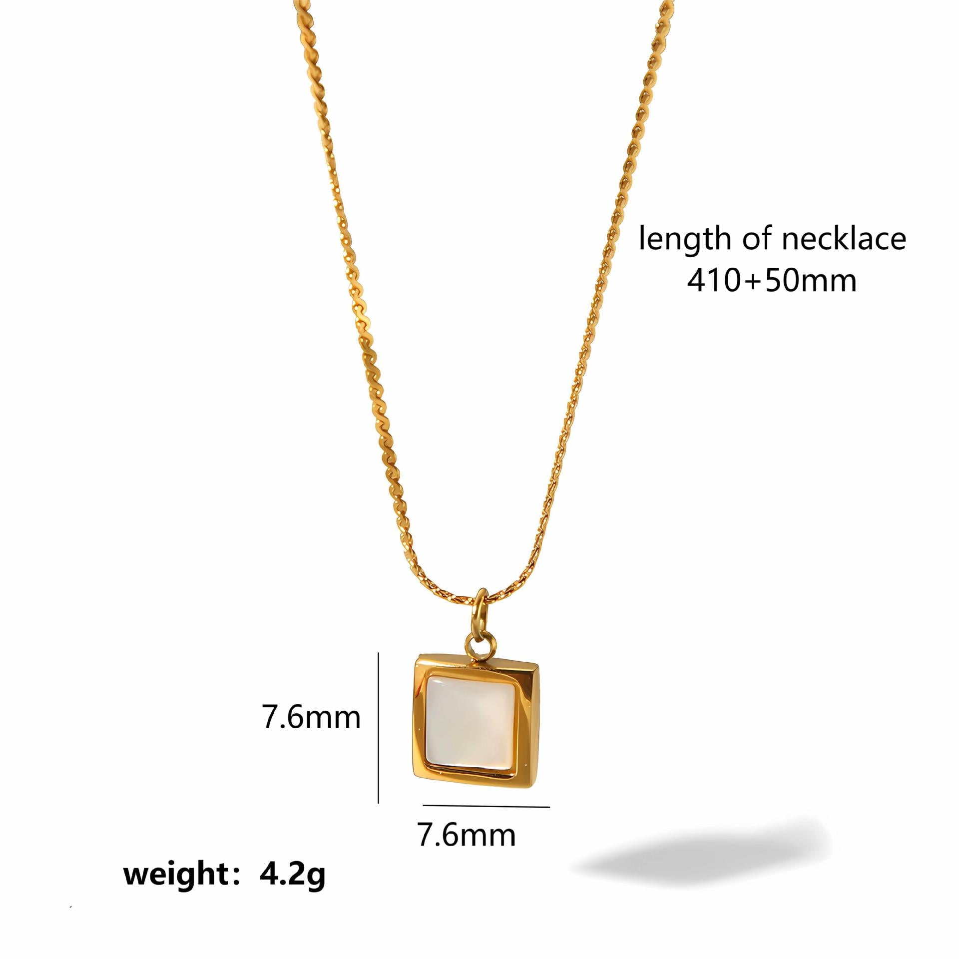 European and American cross-border titanium steel inlaid shell pendant necklace women's light luxury 18k gold-plated stainless steel necklace jewelry women's wholesale