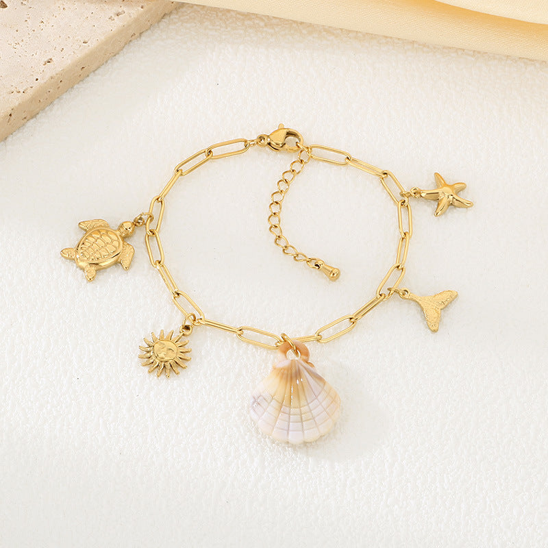 Gold Coastal Charm Link Bracelet