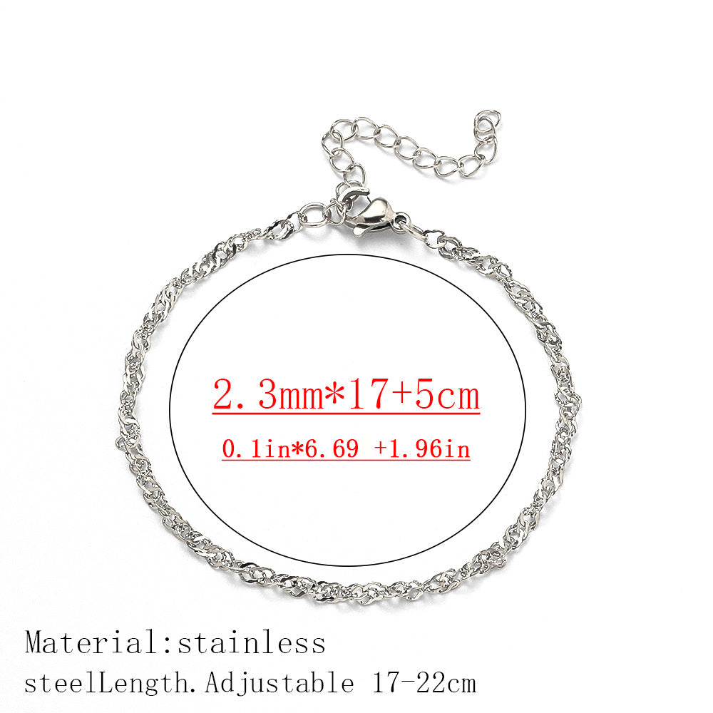 Cross-border women's fashion titanium steel bracelet European and American hot sale plated 18K real gold fashion versatile jewelry stainless steel bracelet