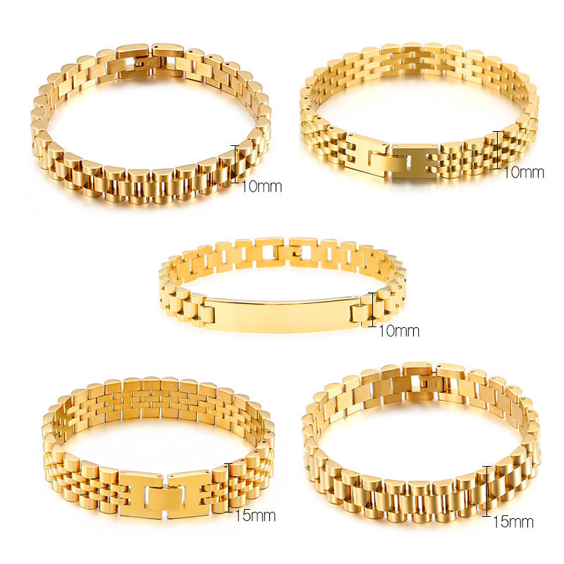 ins simple strap chain curved brand couple strap titanium steel bracelet trend vacuum plated stainless steel unisex