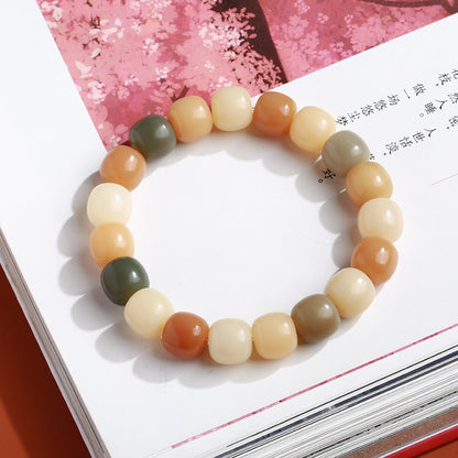 天然糖果色渐变白玉菩提桶珠手链串珠女文玩佛珠手饰手串