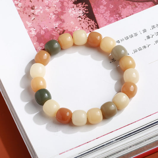 天然糖果色渐变白玉菩提桶珠手链串珠女文玩佛珠手饰手串