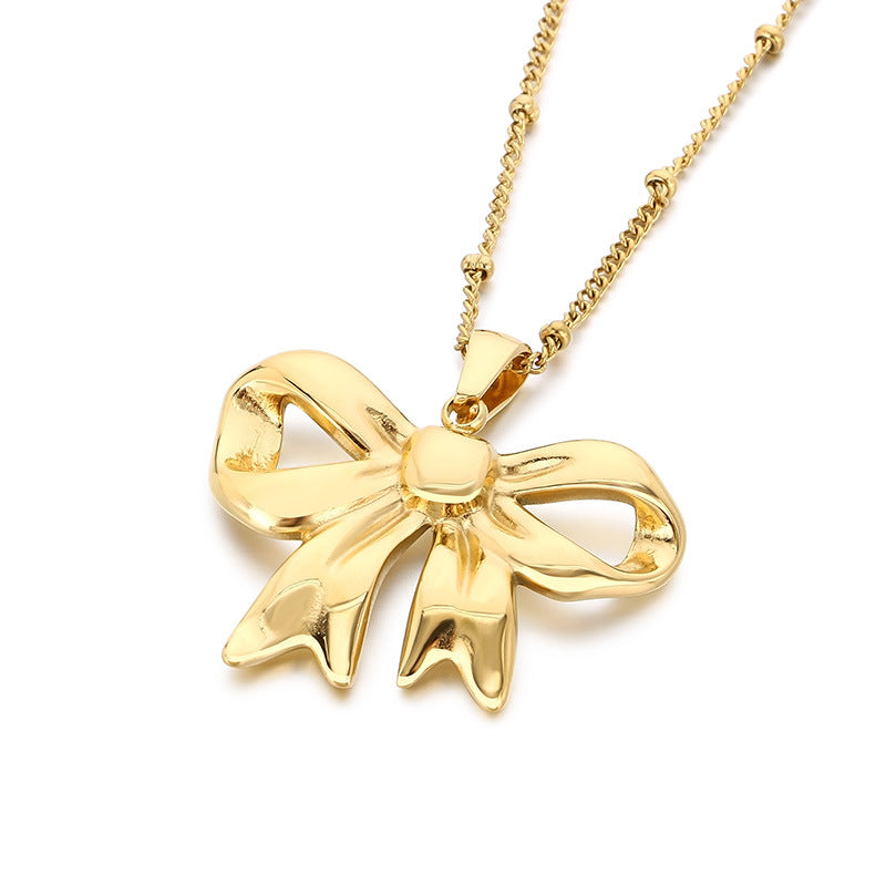 Minimalist Bow Pendant & Stud Earrings