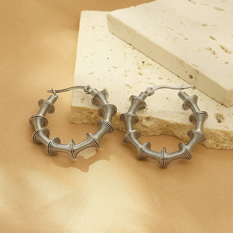 Bamboo Textured Hoop Earrings