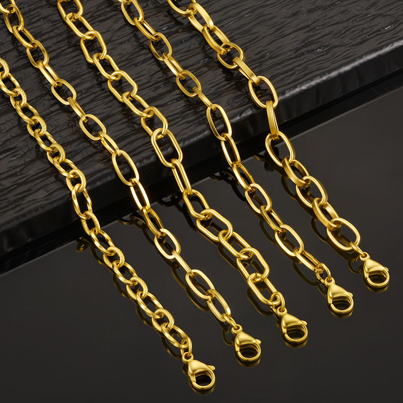 European and American ins titanium steel bracelet personality niche hip hop Cuban chain thick chain stainless steel vacuum plated 18k gold bracelet