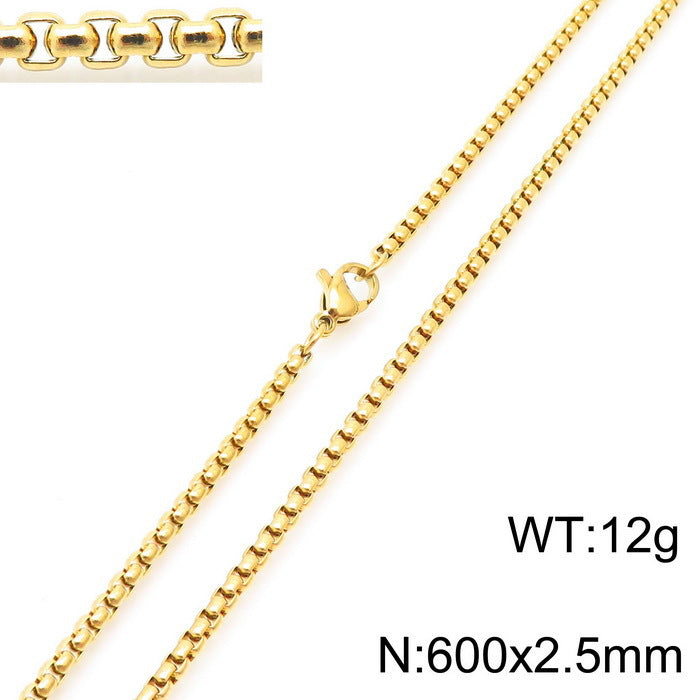 Classic Stainless Steel Pearl Chain Necklace Unisex Multi-Size Necklace Jewelry Pendant with Chain Spot Wholesale