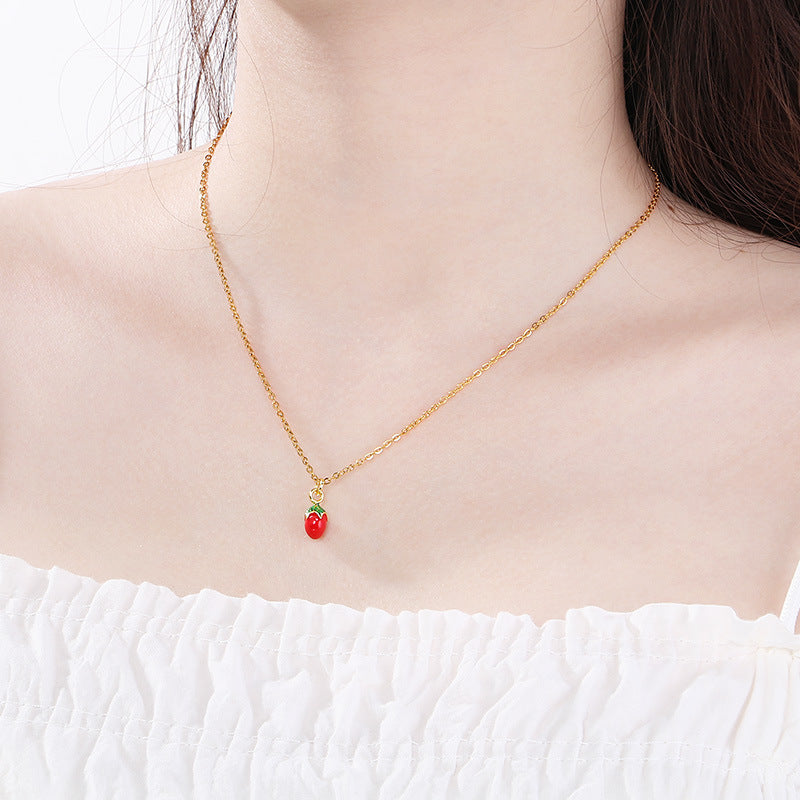Mini Fruit Charm Gold Chain Necklace