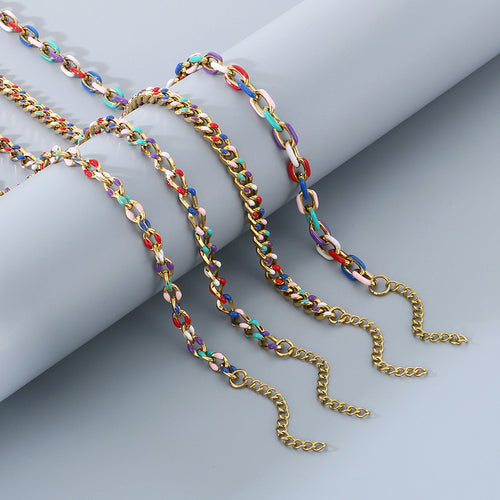 Color Enamel Link Chain Necklace