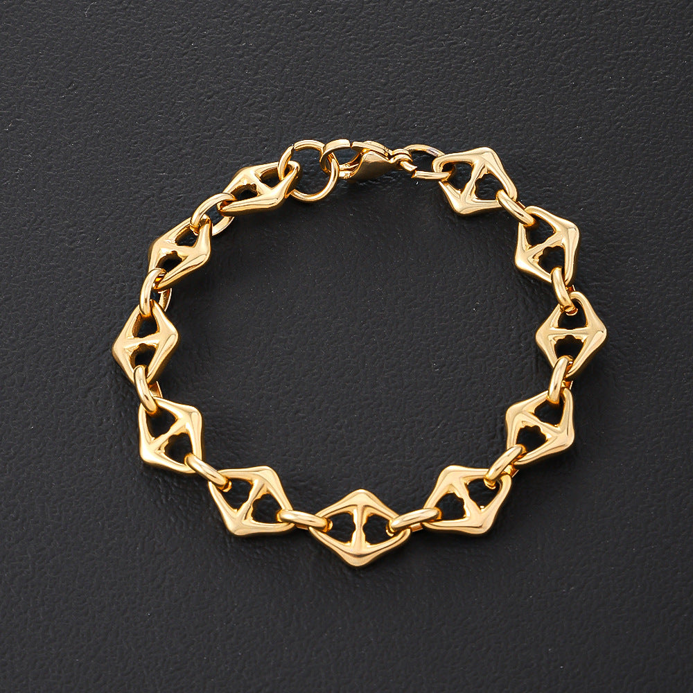 Cross-border stainless steel men's bracelet domineering personality non-fading women's jewelry, electroplated 18k real gold titanium steel bracelet