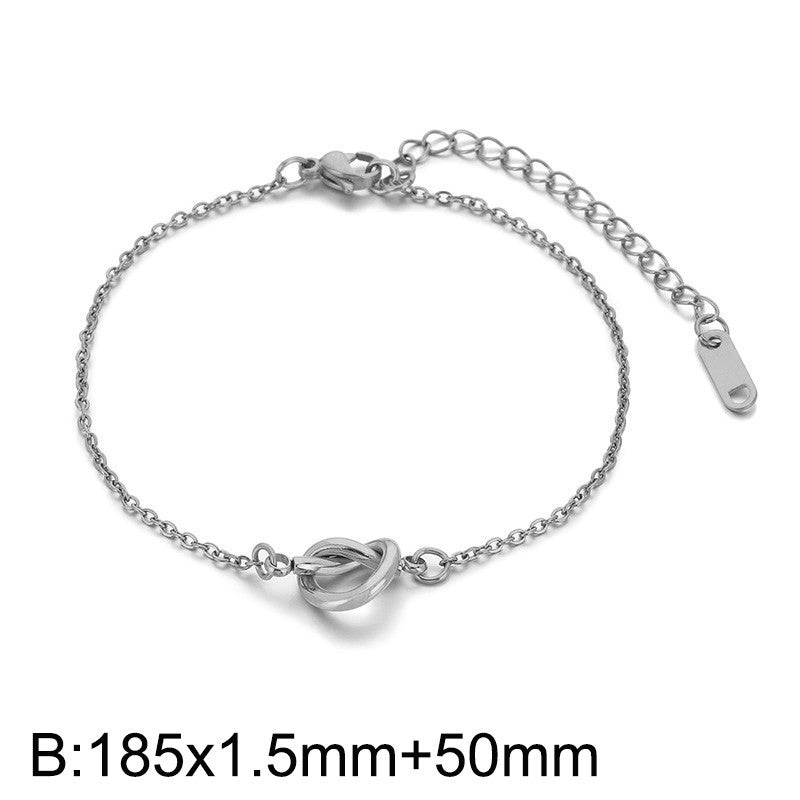Cross-border fashion versatile rope knot elements stainless steel stud earrings necklace bracelet four-piece set knotted collarbone chain spot