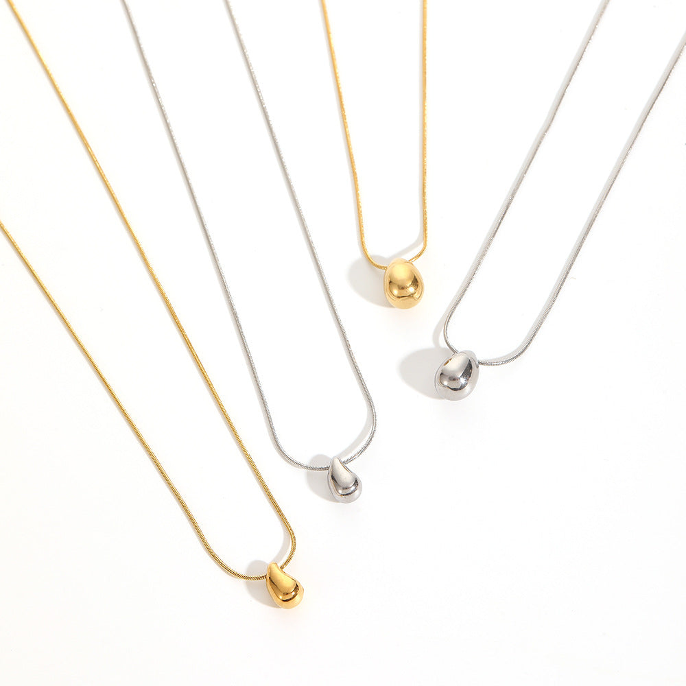 Cross-border European and American 18k gold water drop necklace, titanium steel does not fade, fashionable and simple versatile stainless steel collarbone chain necklace