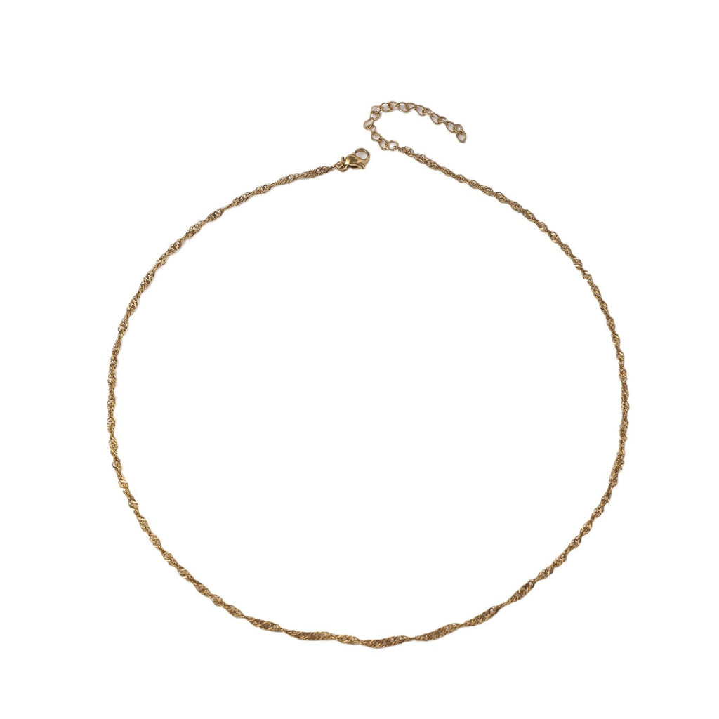 Europe and the United States hot-selling stainless steel water wave chain 18K gold vacuum electroplating clavicle chain women's titanium steel DIY necklace jewelry wholesale