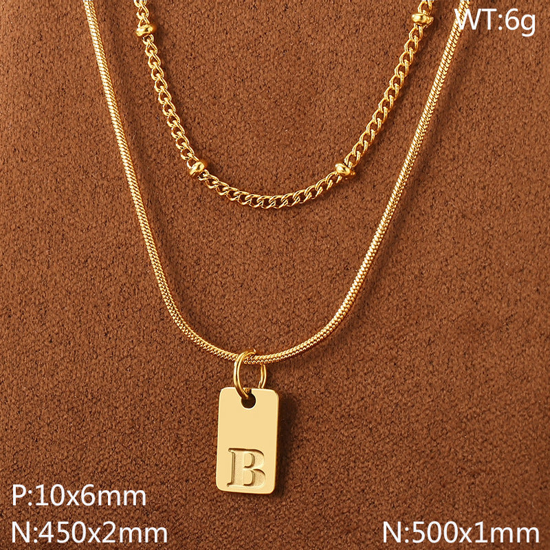 Gold Initial Tag Necklace