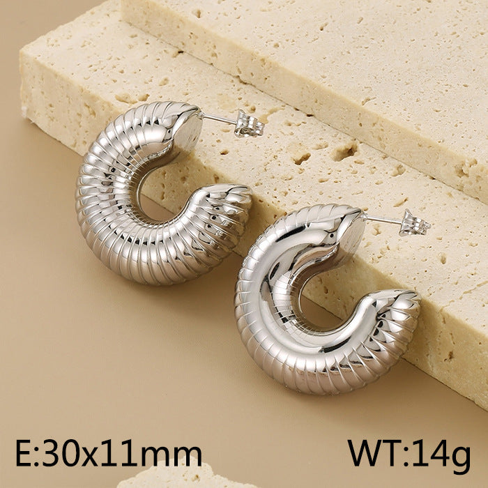 Stainless Steel C-shaped Hollow Earrings