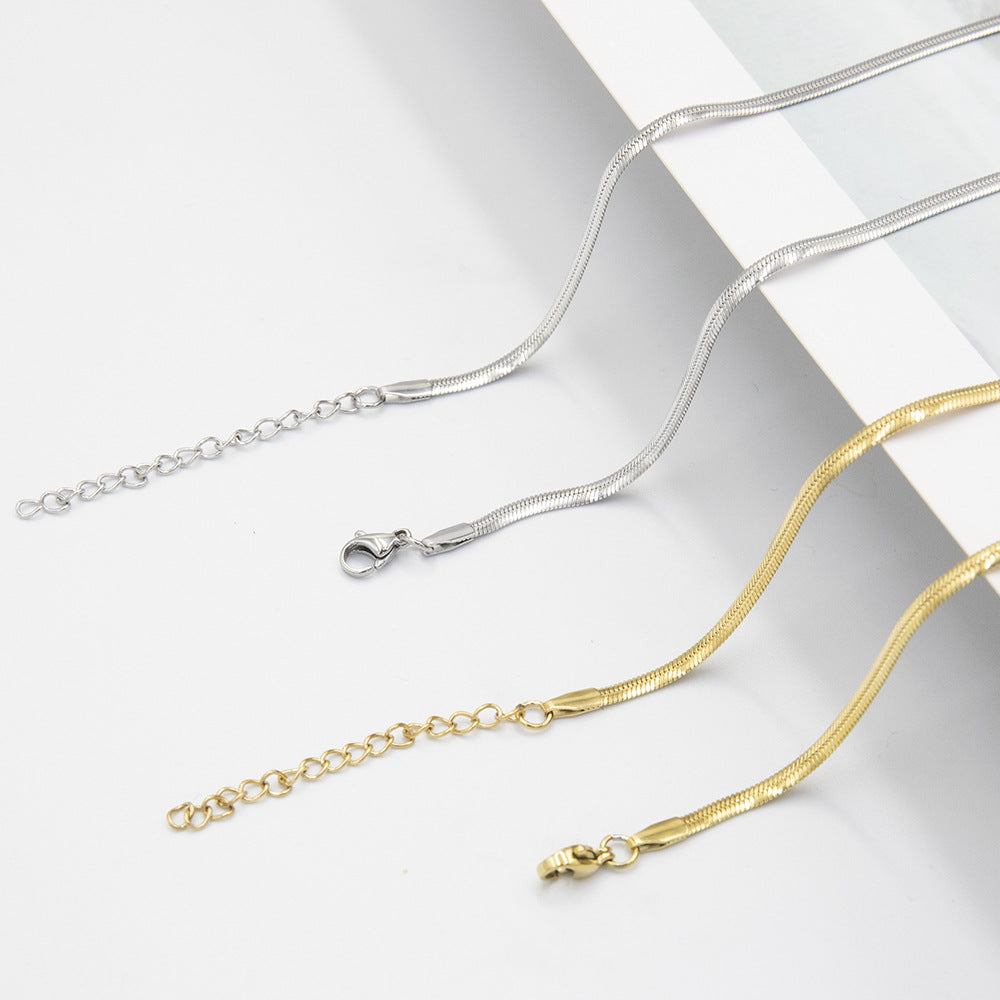 Cross-border hot-selling stainless steel push-tight snake chain necklace simple hip-hop personality collarbone necklace stainless steel snake bone chain