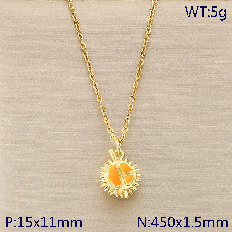 Textured Fruit & Sun Charm Gold Necklace