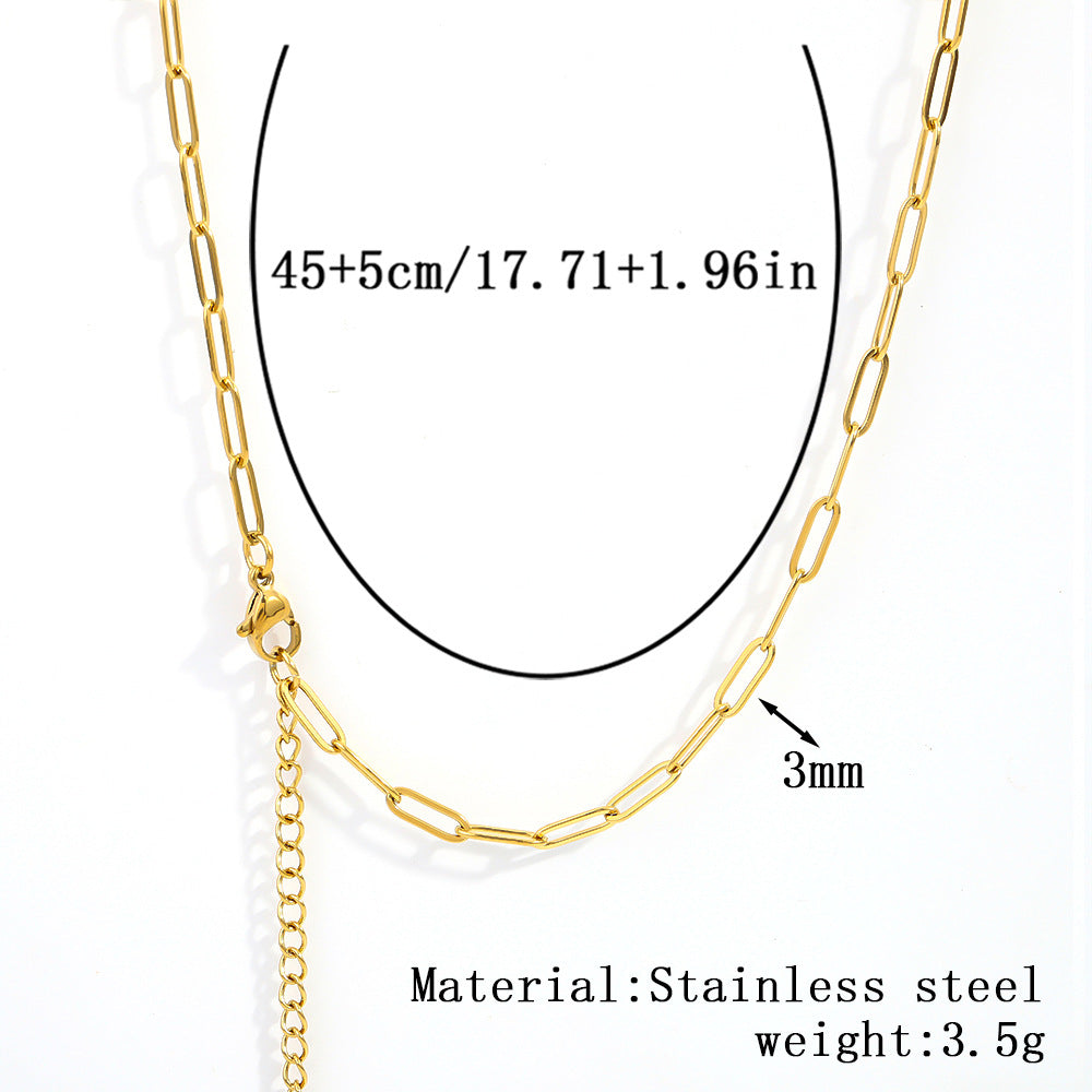 Cross-border stainless steel necklace, 18K real gold-plated snake bone chain fashion collarbone chain plain chain versatile women's titanium steel necklace