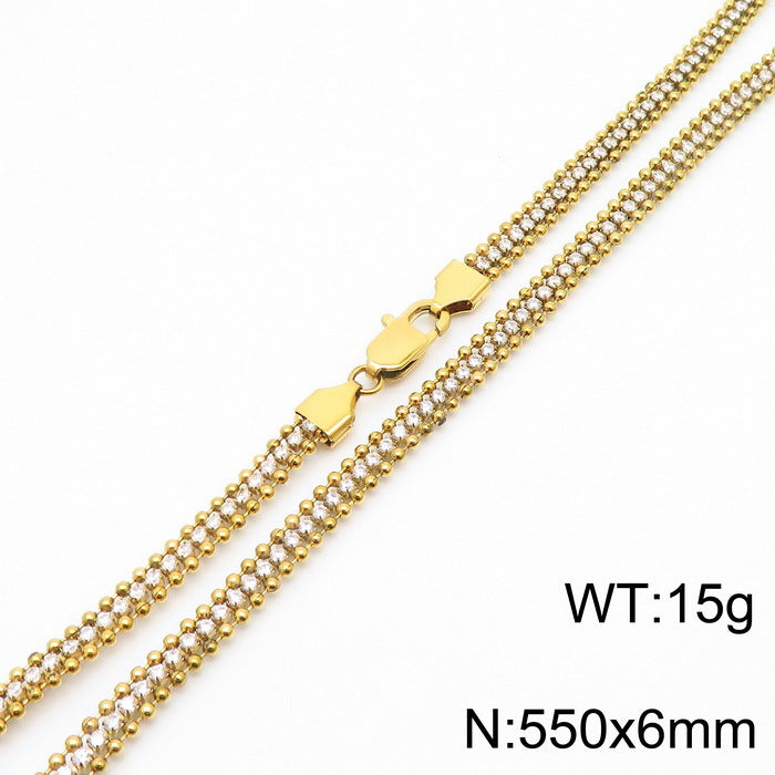 Gold Double-Row Crystal Necklace & Bracelet Set