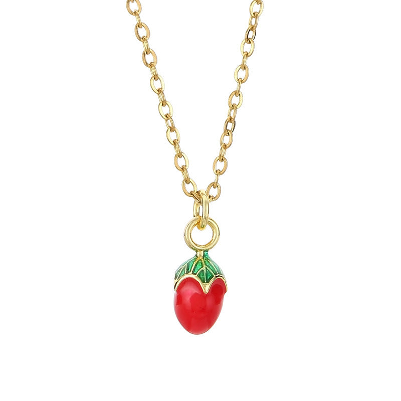 Mini Fruit Charm Gold Chain Necklace