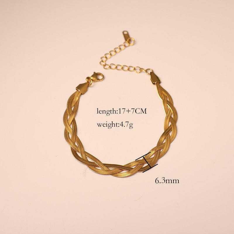 Amazon European and American Simple Vintage Men's and Women's Blade Chains Stainless Steel Twist Flat Snake Bone Chains Necklaces Bracelets Wholesale